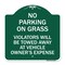 Signmission No Parking on Grass Violators Towed Away Vehicle Owners Expense Alum, 18" L, 18" H, GW-1818-23696 A-DES-GW-1818-23696 - alternate 1